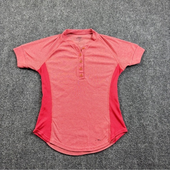 PATAGONIA Women’s Red short sleeve Capilene 1/4 Button down layer shirt Small - Picture 1 of 9
